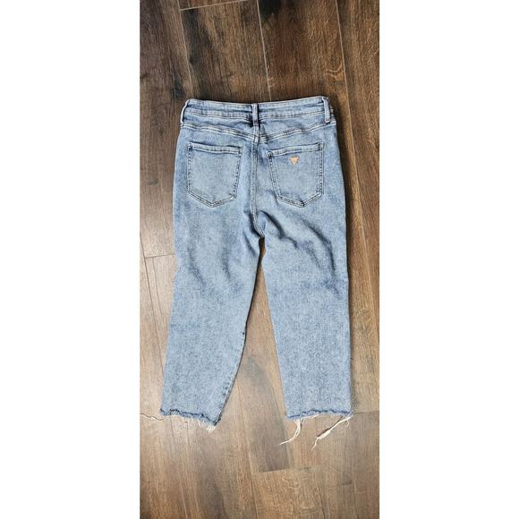 Guess jeans Sz 30‎ Gold Triangle Logo High Rise Cropped Jeans - Picture 7 of 15
